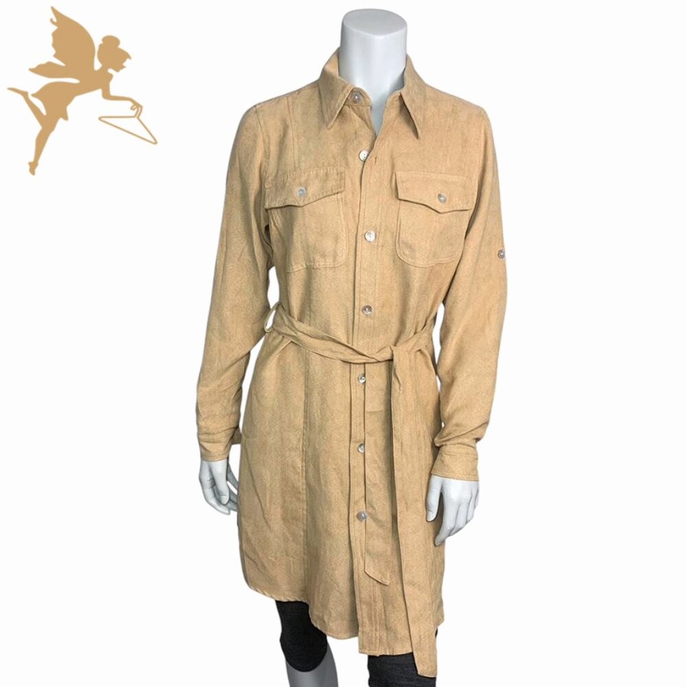 NWT CJ LAING Ultrasuede Belted Shirtdress